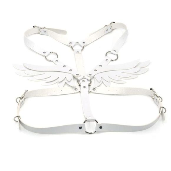 White Adjustable Gothic Harness Belt - Picture 3 of 7